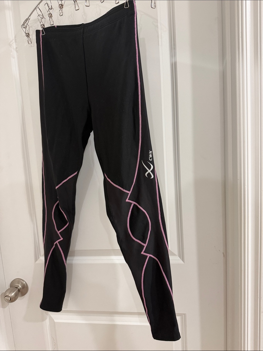 CW-X Black Leggings with Pink Contrast Seams